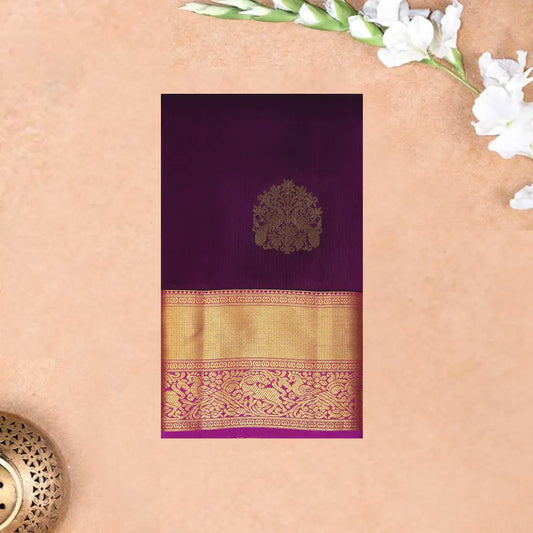 Deep Purple With Magenta Purple Copper Zari Border Soft Silk Saree