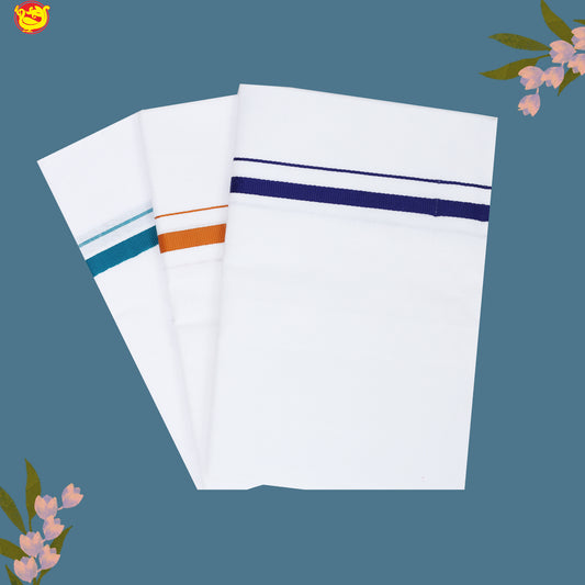 3 White Dhotis Combo Offer –  Cotton Traditional Men’s Dhoti