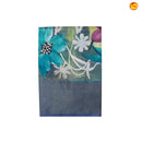 Pure Tussar Silk Saree Aegean Blue and Blue Border With Floral Design and Painted Prints and Zari Woven Border - Thenianantham