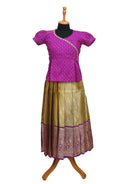 Purple With Gold Girls Branded Readymade Pattu Pavadai