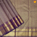 Dark Purple Checked Motifs Gold Zari Border Pure Kanjivaram Subhalaya Wedding Silk Saree - Thenianantham