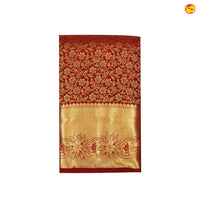 Dark Maroon With Floral Motifs Gold Zari Border Pure Kanjivaram Subhalaya Wedding Silk Saree - Thenianantham