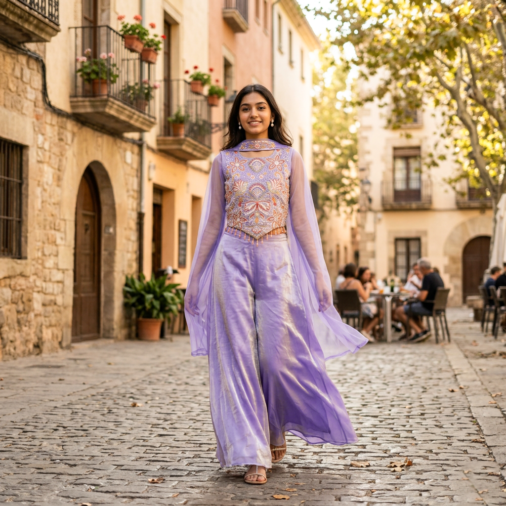 Lavender  Color Girls Branded Readymade Sharara set