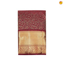 Dark Maroon With Floral Motifs Gold Zari Border Pure Kanjivaram Subhalaya Wedding Silk Saree - Thenianantham