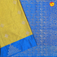 Yellow with Blue Soft Silk Saree - Thenianantham