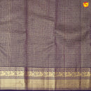 Dark Purple Checked Motifs Gold Zari Border Pure Kanjivaram Subhalaya Wedding Silk Saree - Thenianantham