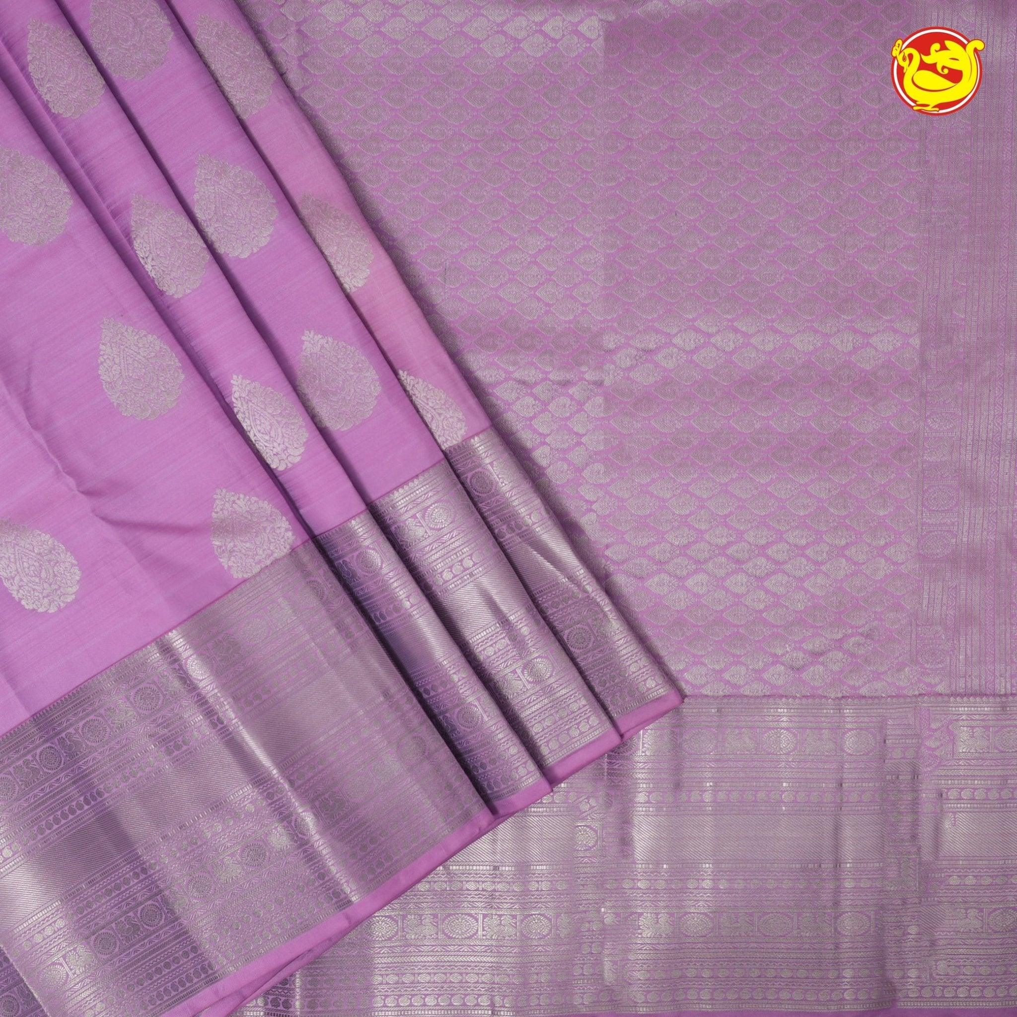 Light Lavender With Silver Zari Soft Silk Saree - Thenianantham