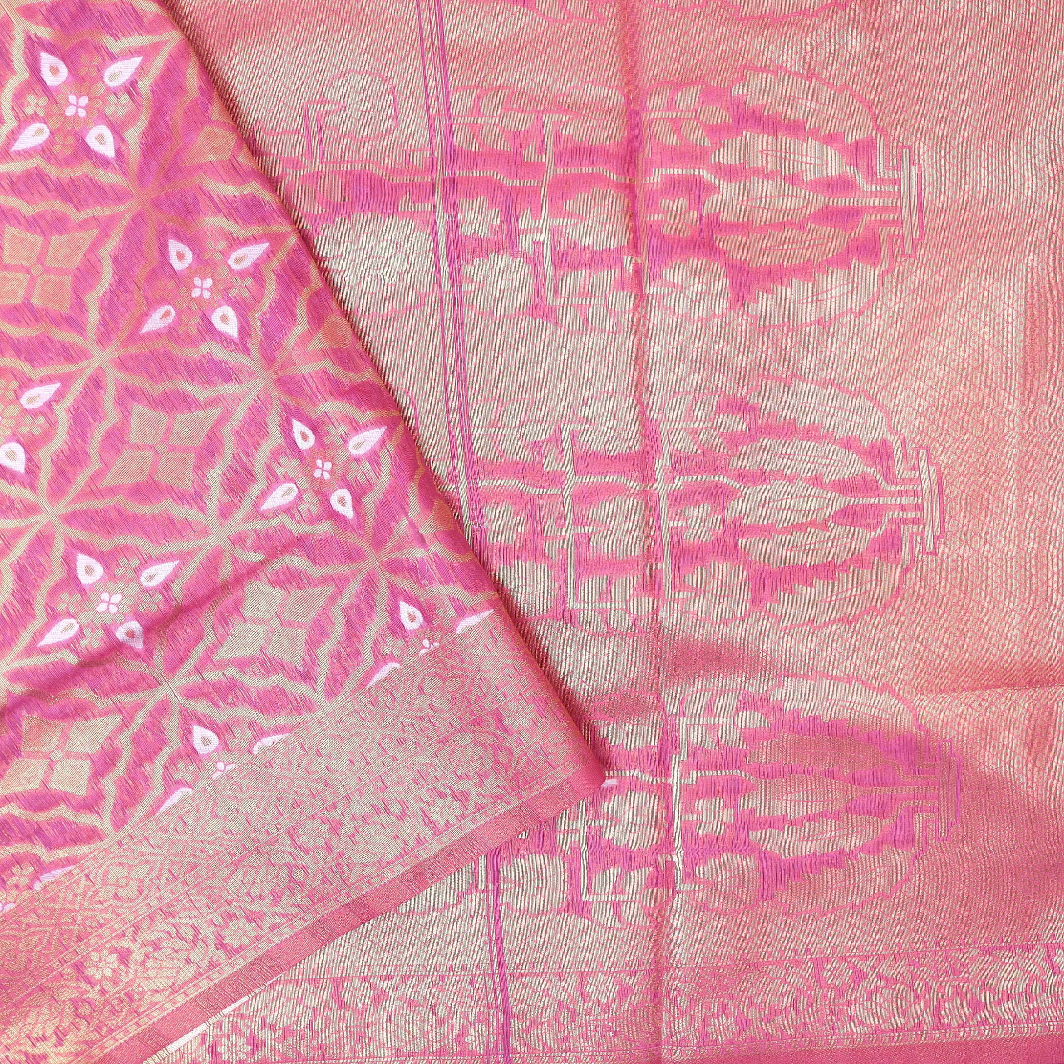 Pink Colour Fancy Weaving Saree