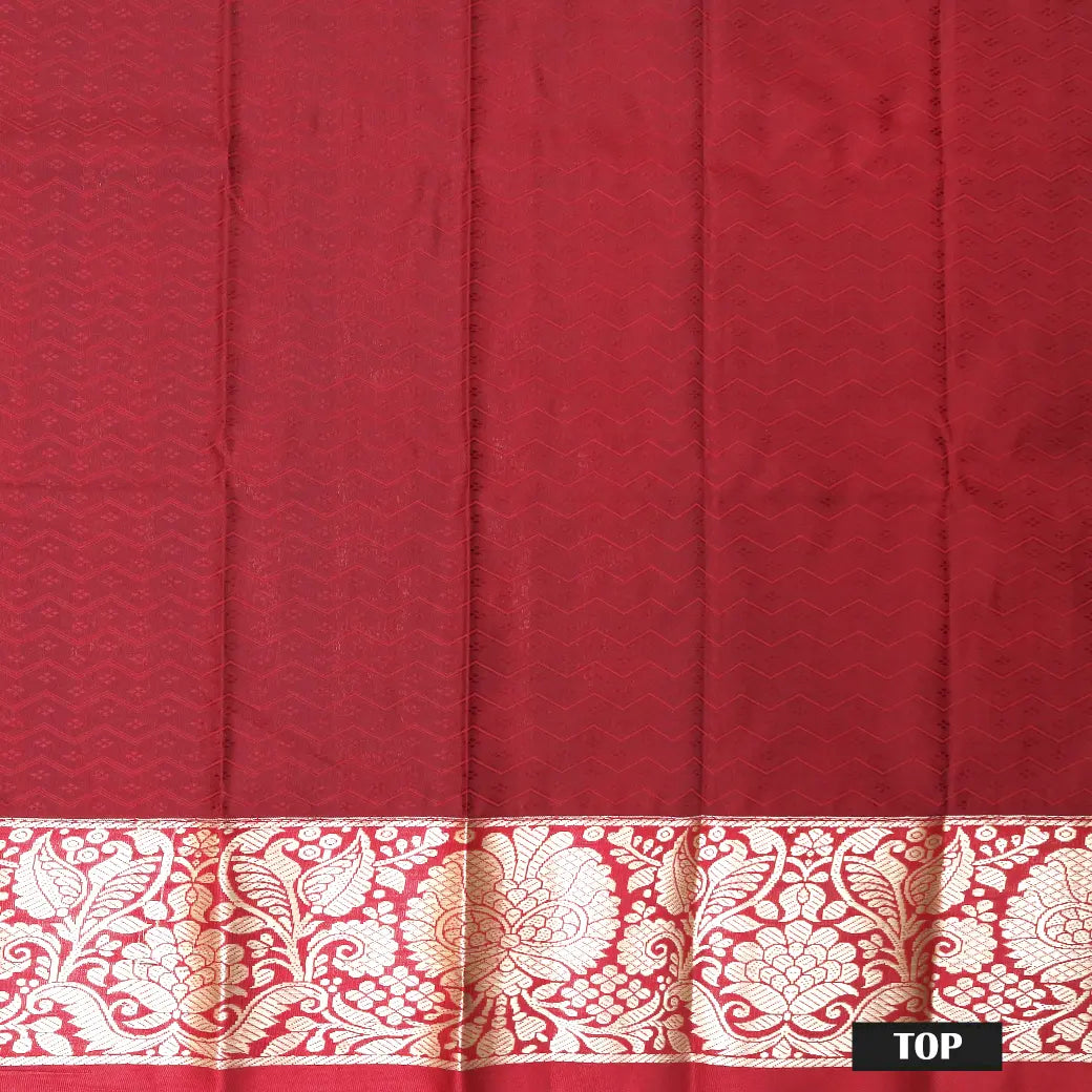 Parrot Green With Red Border Floral Design Traditional  Pattu Pavadai Material