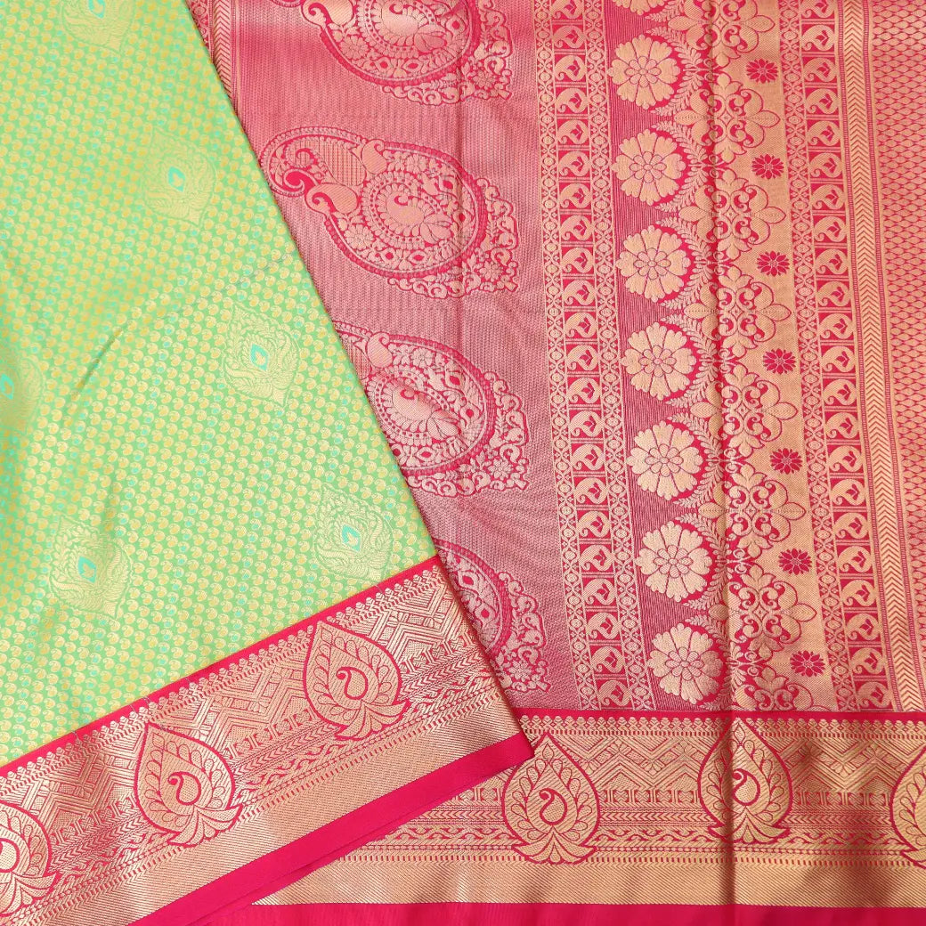 Light Green with Pink Art Silk Saree