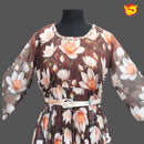 Brown floral Printed Ladies Branded Readymade Long Top