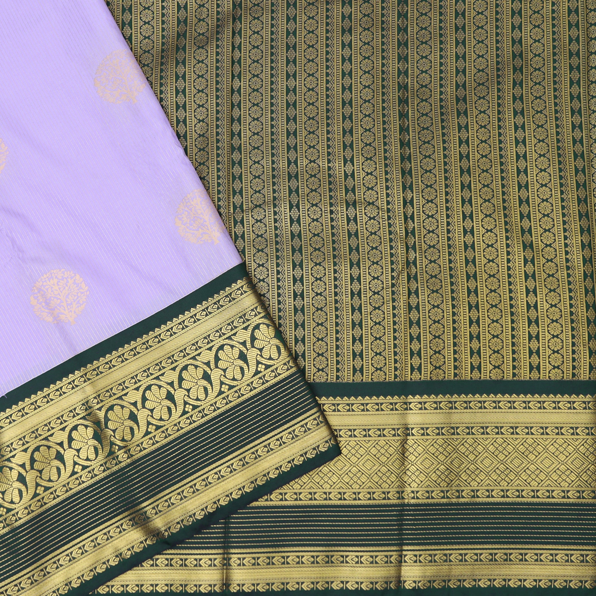 Lavender With dark green Vaira Oosi Silk Saree
