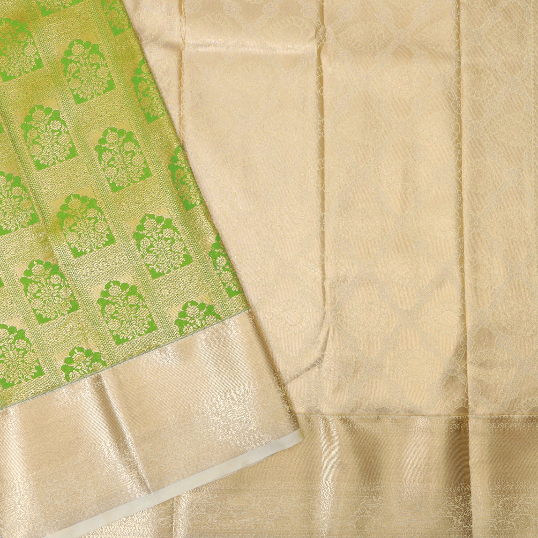 Pista Green and Cream colors Art Silk Saree
