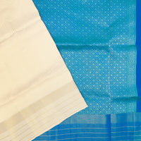 Cream with Vibrant Blue Soft Silk Saree
