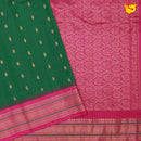 Bottle green with onion pink & small butta Gadwal silk saree