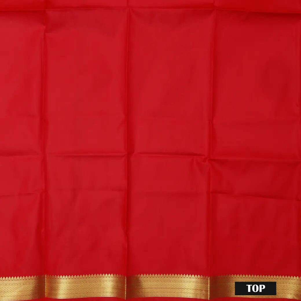 Red Colour  Floral Design Traditional  Pattu Pavadai Material