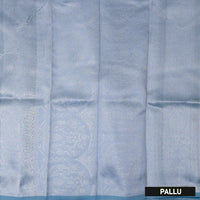 Dark Aqua Blue Color Semi Litchi Silk Saree