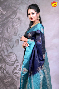 Navy Blue With Peacock Green Soft silks sarees - Thenianantham