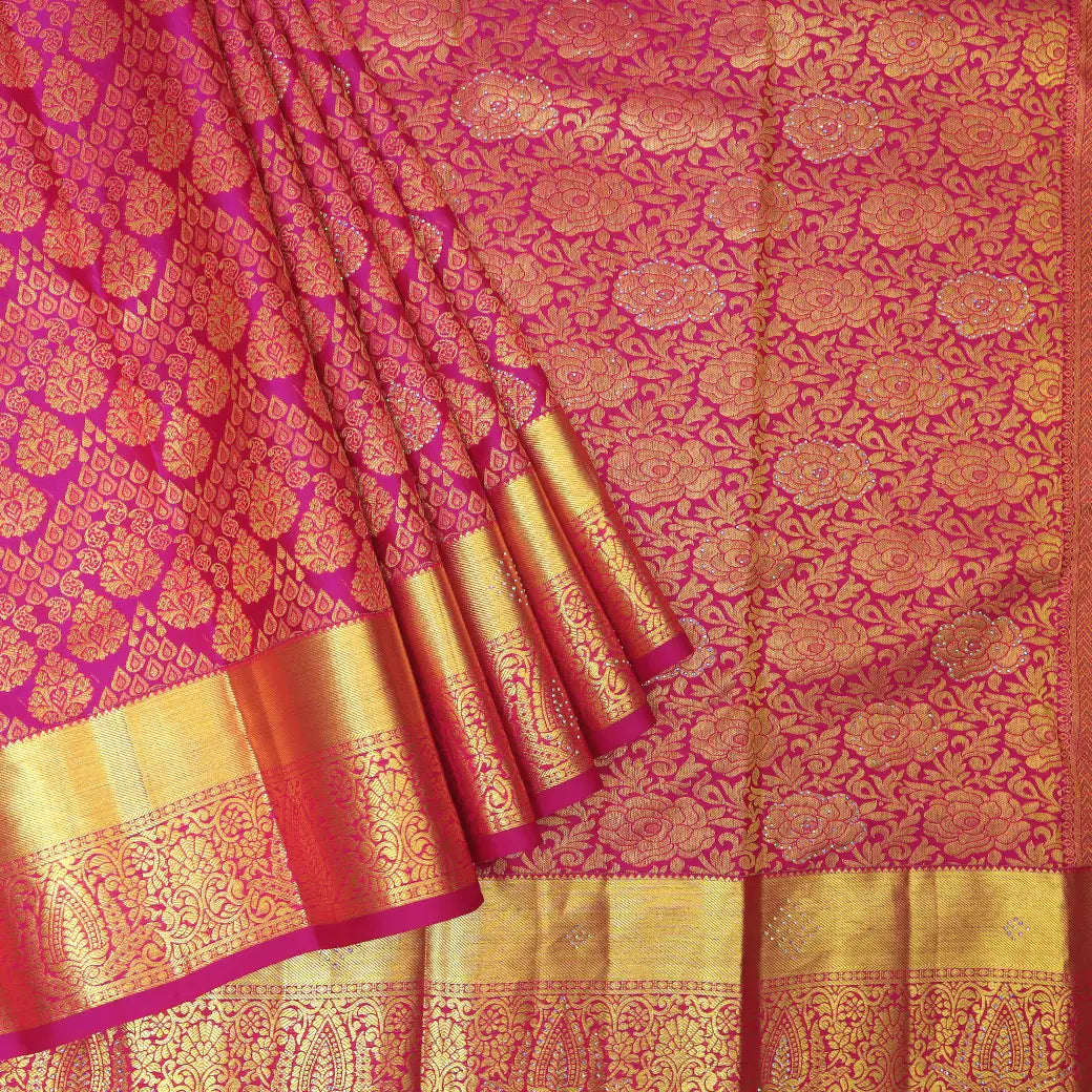 PINK colour pure Kanchipuram silk saree
