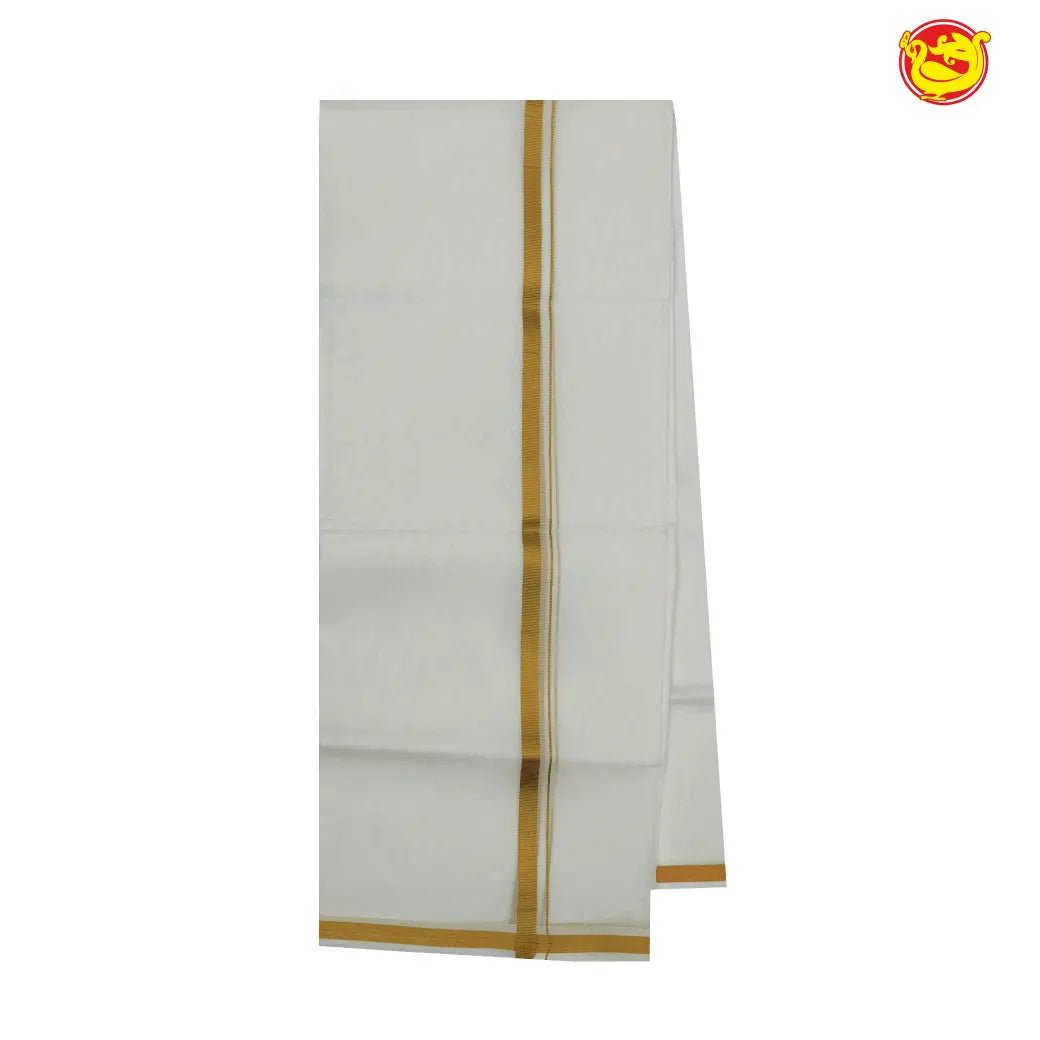 White dhoti with gold zari border