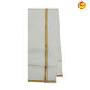 White dhoti with gold zari border - Thenianantham