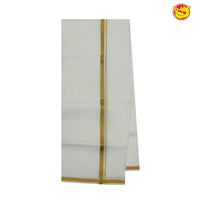 White dhoti with gold zari border - Thenianantham