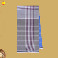 Men’s Blue with Grey Checked Cotton Stitched Lungi