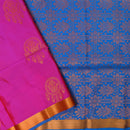 Pink With  Blue Soft Silk Saree