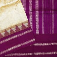 Sandal with Magenta Arani Silk Cotton Saree - Thenianantham