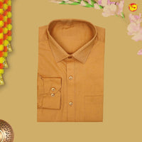 Mustard yellow With White Readymade Shirt And Matching Border Dhoti Set for Men