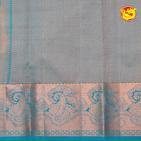 Light Blue Wedding Silk Saree With Peacock Blue Pallu - Thenianantham