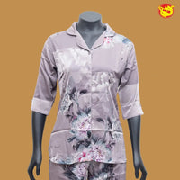 Gray Women Night Suit Printed - Thenianantham