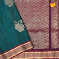 Green With Maroon Pure Silk Cotton Saree - Thenianantham