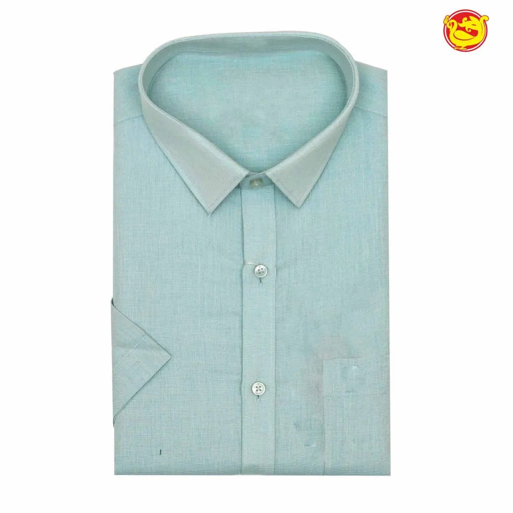 Light blue art silk tissue flexi fit dhoti and shirt set