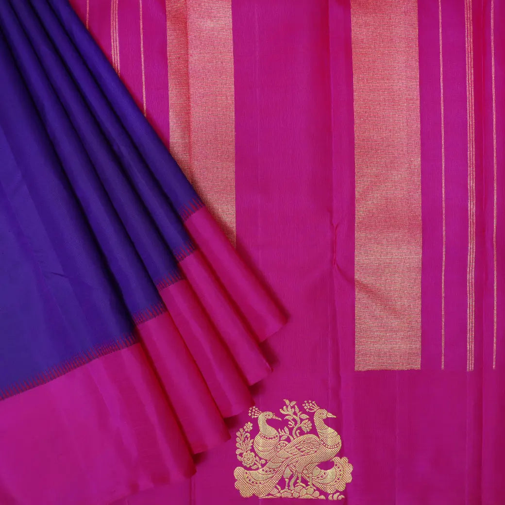 Royal Blue with Dark Pink Soft Silk Saree