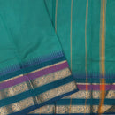 Green With Multi – Colored Borders Pure Chettinad Cotton Saree with Blouse