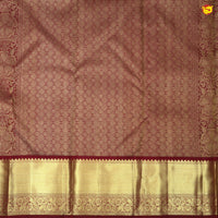 Dark Maroon With Floral Motifs Gold Zari Border Pure Kanjivaram Subhalaya Wedding Silk Saree - Thenianantham