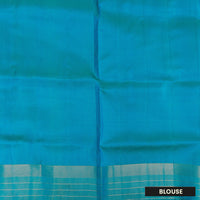 Cream with Vibrant Blue Soft Silk Saree