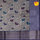 Gold With Navy Blue Chanderi Silk Saree - Thenianantham