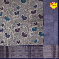 Gold With Navy Blue Chanderi Silk Saree - Thenianantham