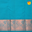 Light Blue Wedding Silk Saree With Peacock Blue Pallu - Thenianantham