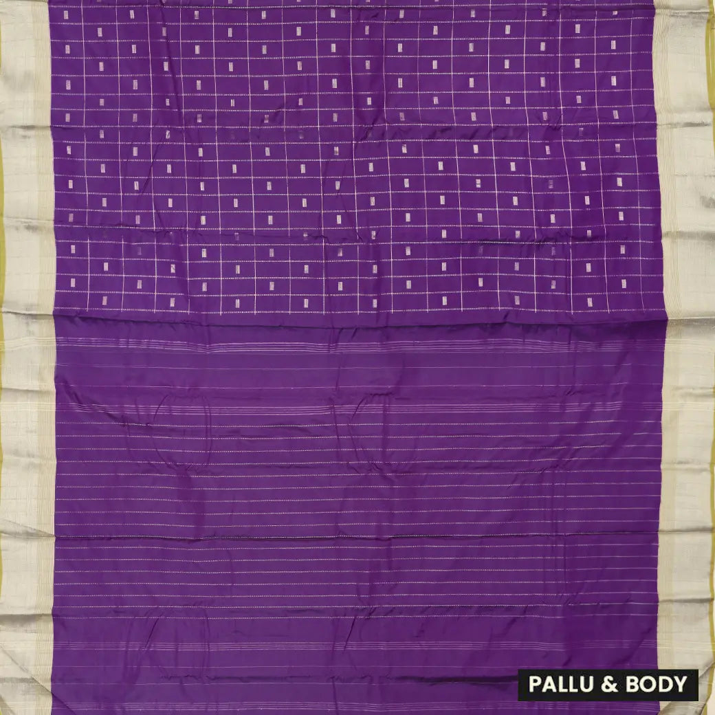 Purpl With  Off-White border Arani Silk Saree