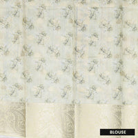 Off White With Pink Floral Design Dola Silk