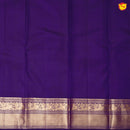 Dark Purple Checked Motifs Gold Zari Border Pure Kanjivaram Subhalaya Wedding Silk Saree - Thenianantham