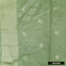 Peach with Green Semi Burberry Silk Saree