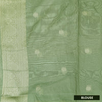 Peach with Green Semi Burberry Silk Saree