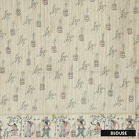 Sandal with cream color Semi Chanderi Silk Saree