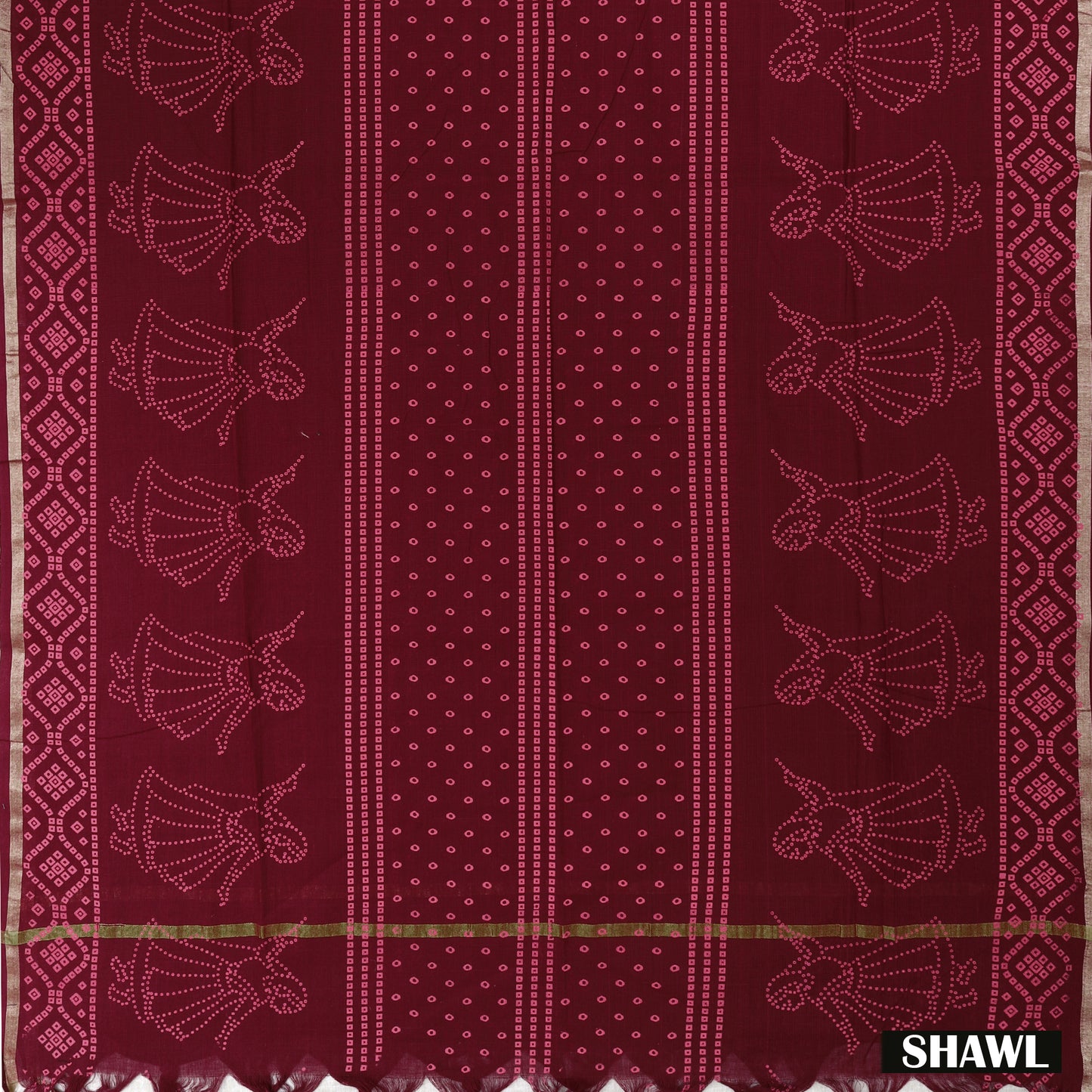 Peach Pink With Maroon  Cotton Ladies Chudithar Material