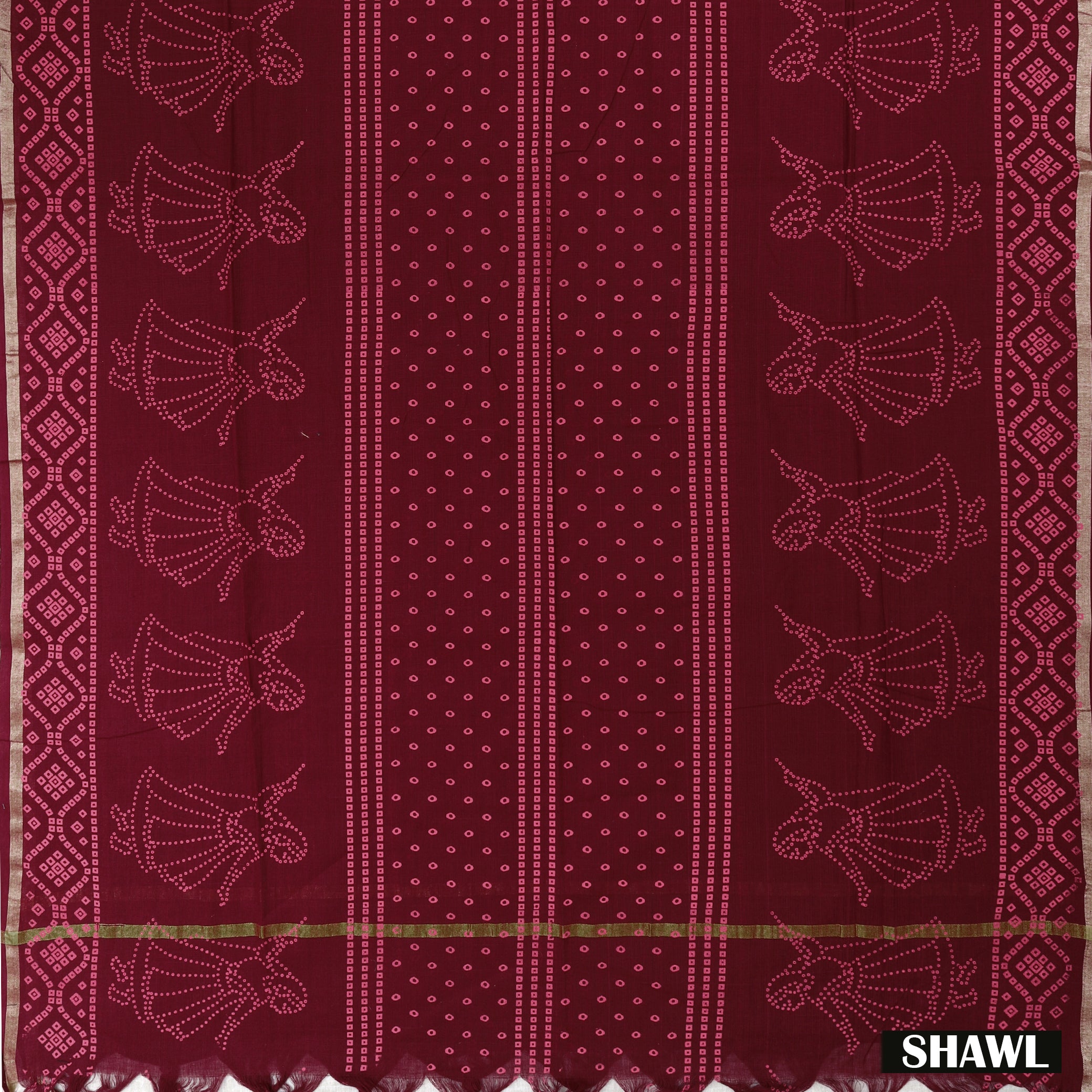 Peach Pink With Maroon  Cotton Ladies Chudithar Material