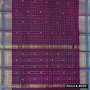 Dark Purple With Blue Pure Cotton Saree without Blous